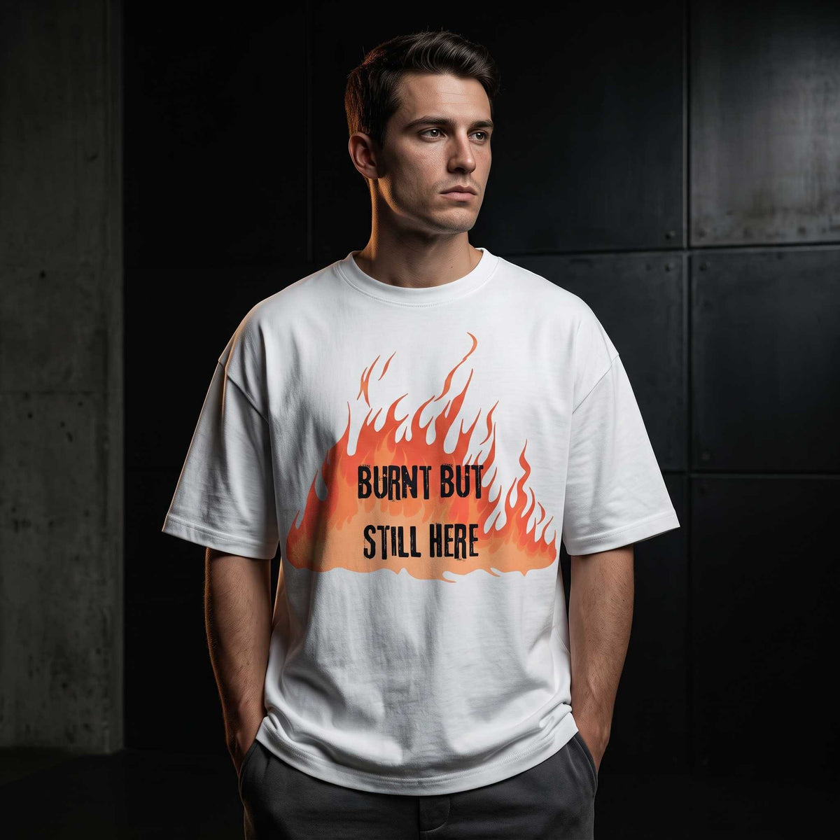 Burnt But Still Here Unisex Graphic Tee | Burnout Department | Chaotic Hub