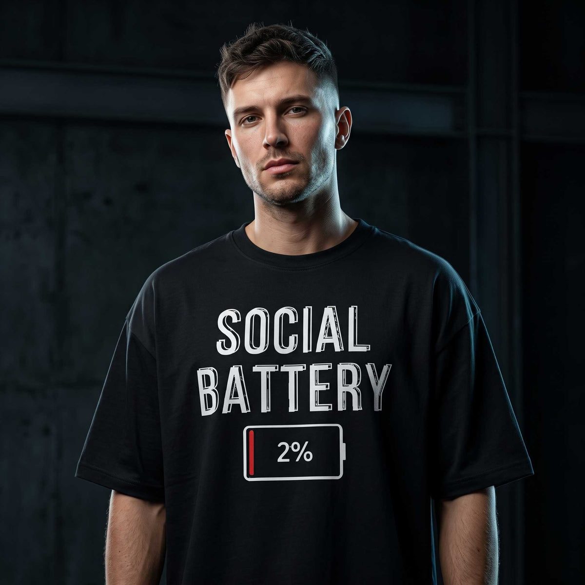 Social Battery 2% Unisex Graphic Tee | Social Battery | Chaotic Hub